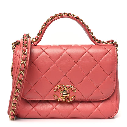 Chanel Lambskin Quilted Small Chain Infinity Top Handle Flap Pink 1 of 11