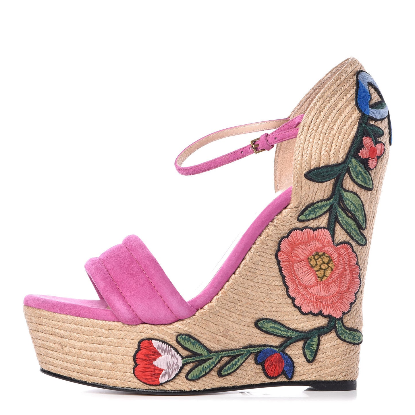 Kid Scamosciato Ophelia Espadrille Platform Wedge Sandals 41 Rododendro