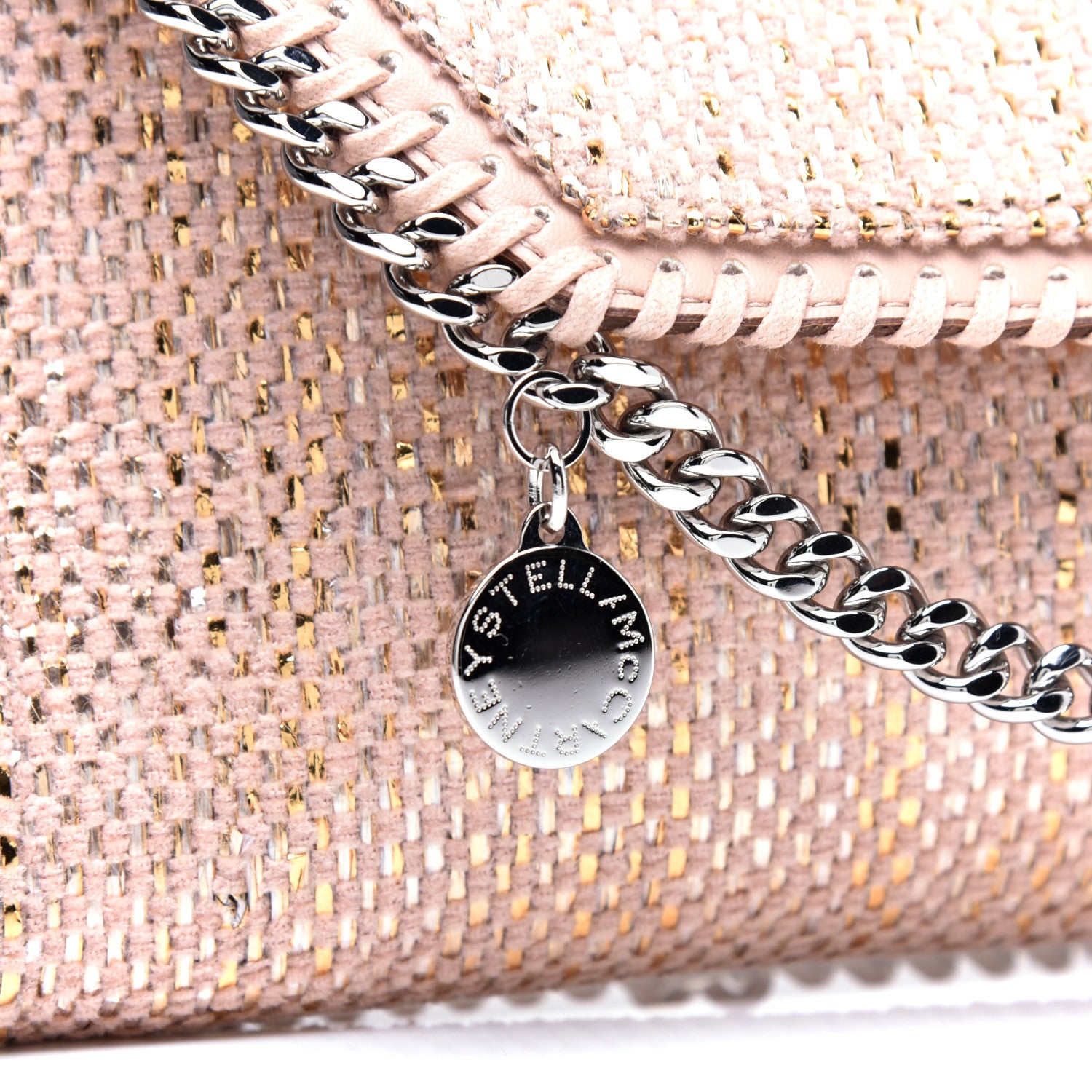 Stella McCartney Metallic Woven Raffia Falabella Mini Crossbody Pink 10 of 11