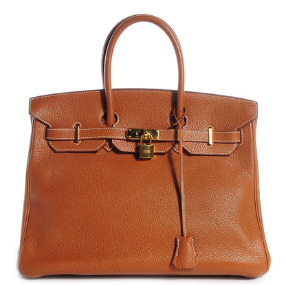 Hermes Taurillon Clemence Birkin 35 Gold 1 of 23