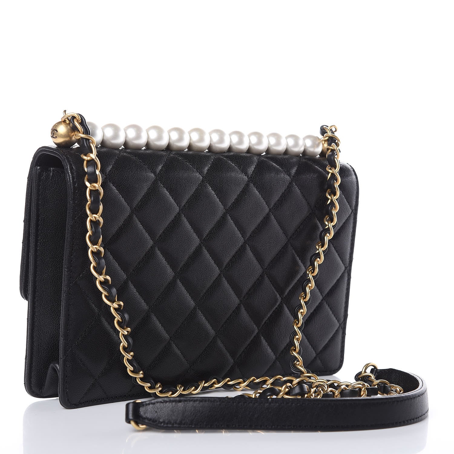 Chanel Lambskin Quilted Small Chic Pearls Flap Black 3 of 12
