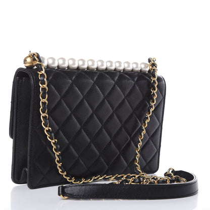 Chanel Lambskin Quilted Small Chic Pearls Flap Black 3 of 12