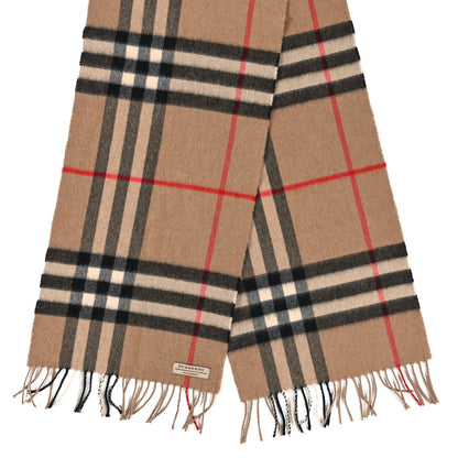Burberry Cashmere Giant Check Fringe Scarf Camel 2 of 4