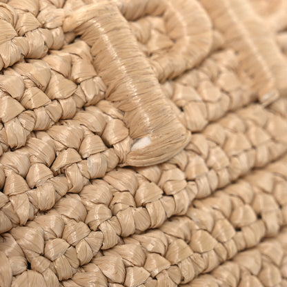 Prada Raffia Effect Crochet Metal Triangle Logo Mini Triangle Shoulder Bag Naturale 15 of 15