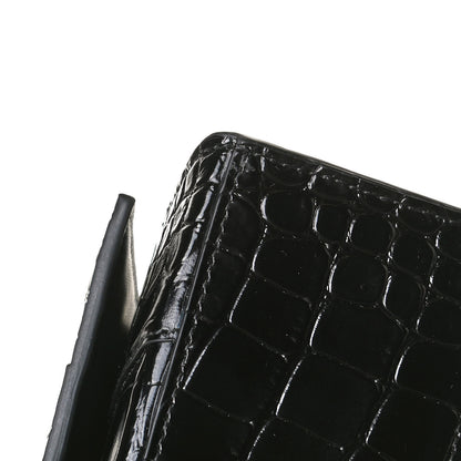 Balenciaga Shiny Calfskin Crocodile Embossed Hourglass Top Handle Bag XS Black 13 of 17