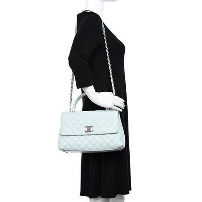 Chanel Caviar Quilted Small Coco Handle Flap Light Blue 2 of 12
