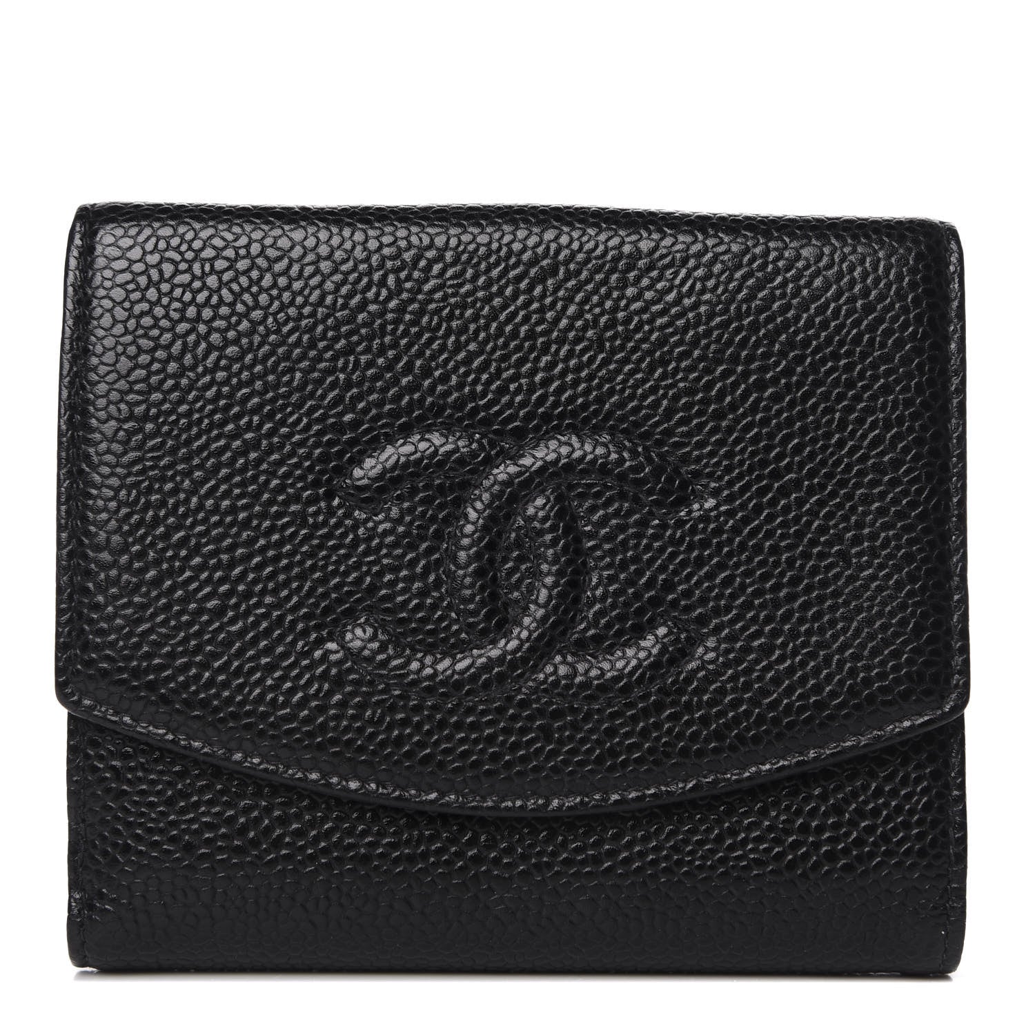 Chanel Caviar Timeless CC Compact French Wallet Black 1 of 9