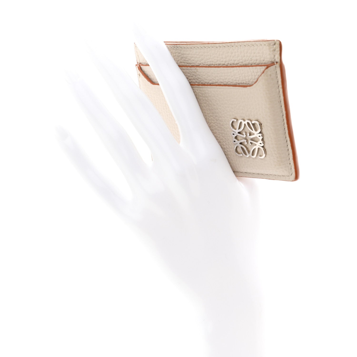Loewe Soft Grained Calfskin Anagram Card Holder Light Oat 2 of 8