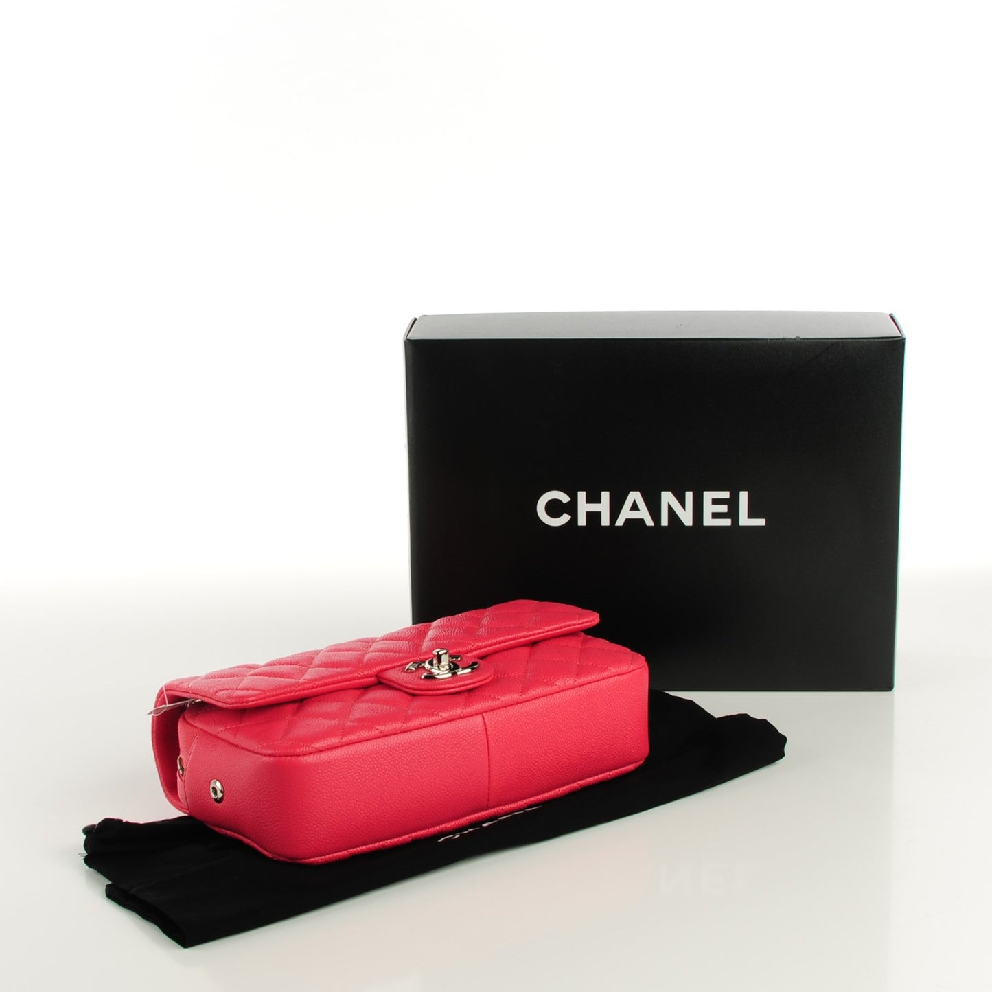 Caviar Quilted Medium Easy Flap Coral