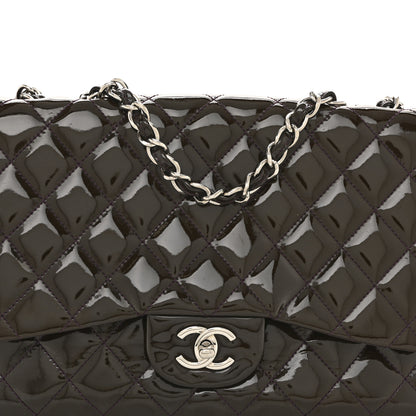 Chanel Patent Quilted Jumbo Single Flap Dark Purple 1 of 14
