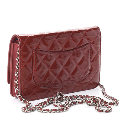 Chanel Patent Quilted Wallet On Chain WOC Red 2 of 9