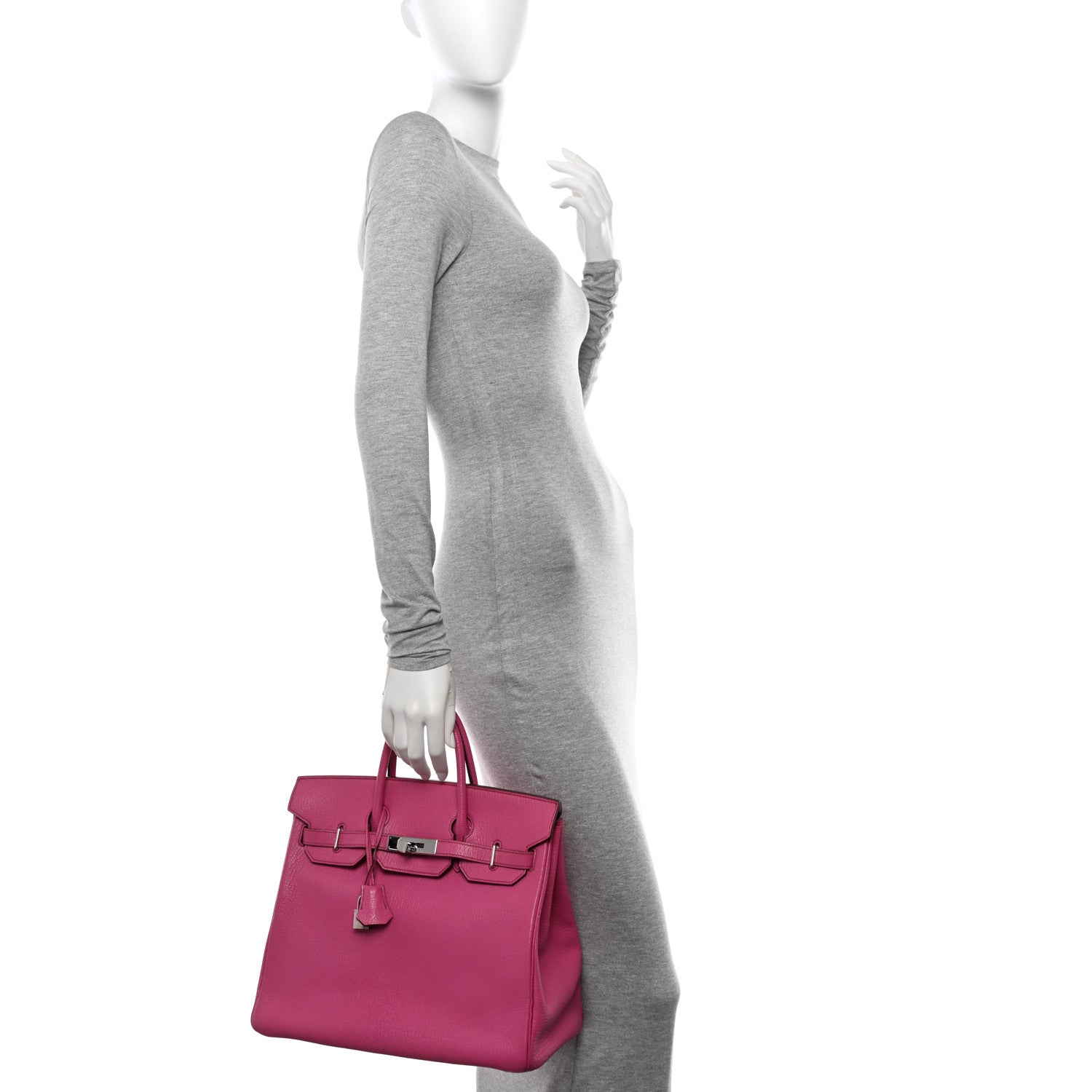Hermes Chevre de Coromandel HAC Birkin 32 Fuchsia 2 of 12