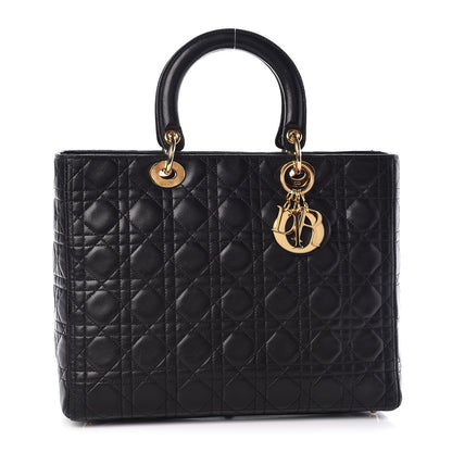 Christian Dior Lambskin Cannage Large Lady Dior Black 1 of 20