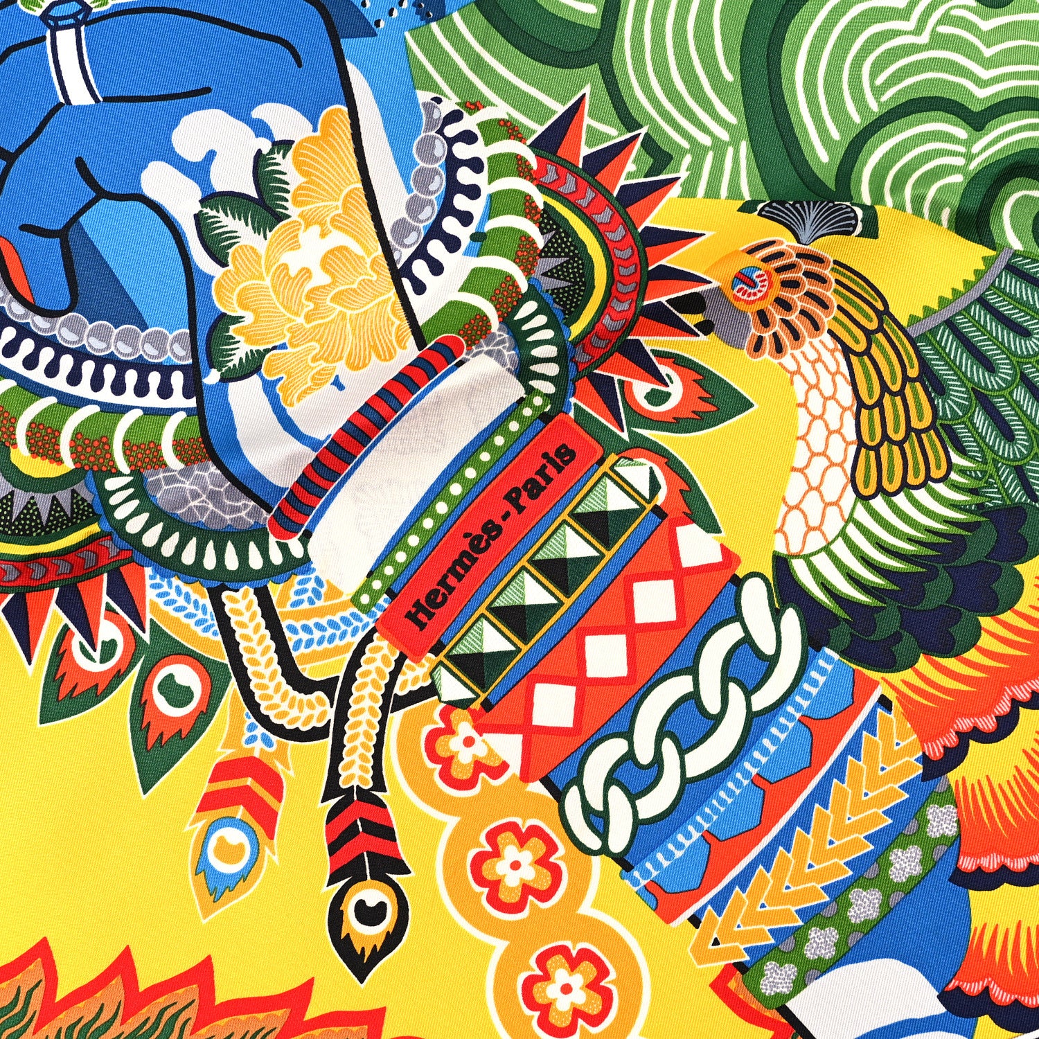 Hermes Silk Twill Duo Cosmique Scarf 90 Black Vert Multicolor 2 of 4