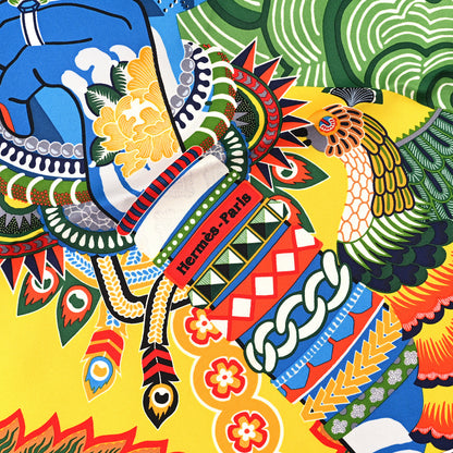 Hermes Silk Twill Duo Cosmique Scarf 90 Black Vert Multicolor 2 of 4