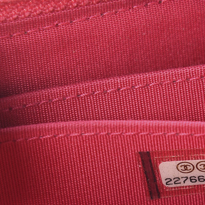 Chanel Lambskin Quilted Boy Zip Around Coin Purse Wallet Fuchsia 6 of 6