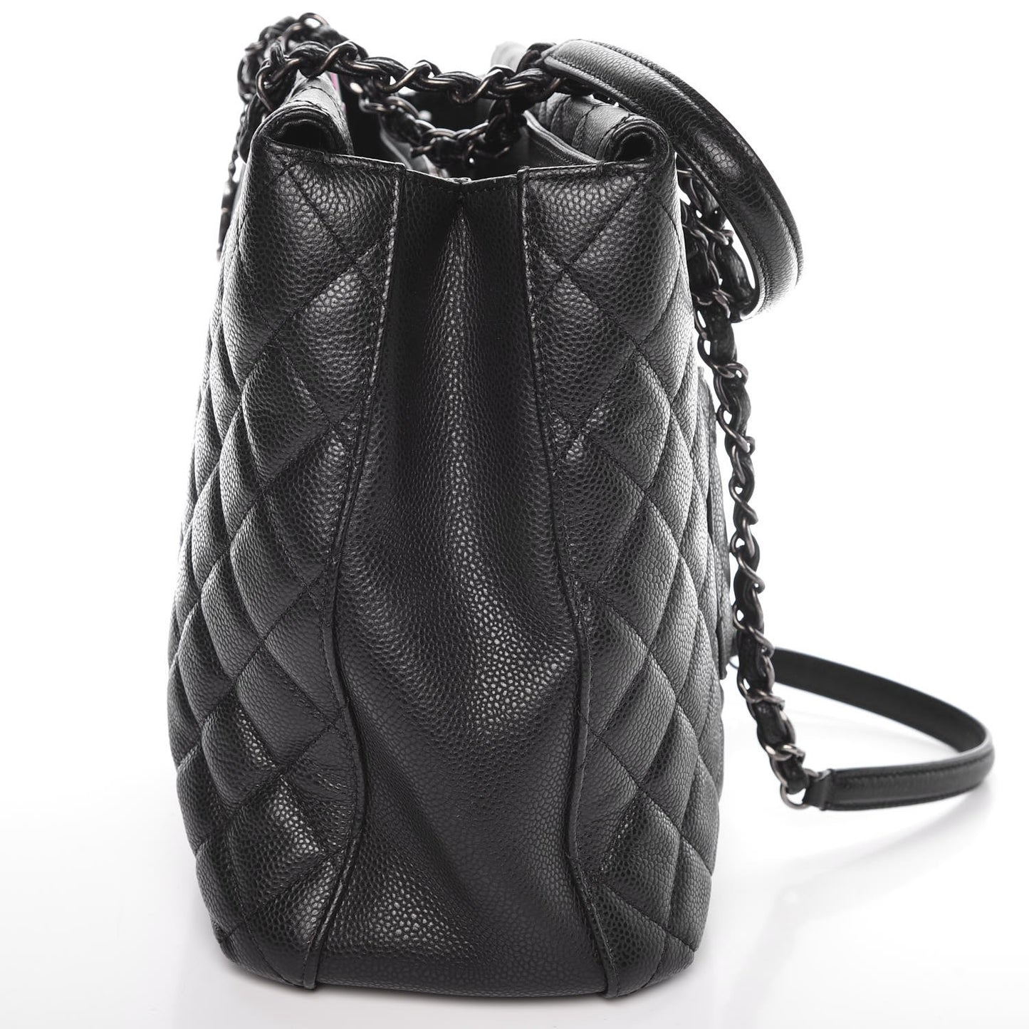 Caviar Quilted City Shopping Tote Black