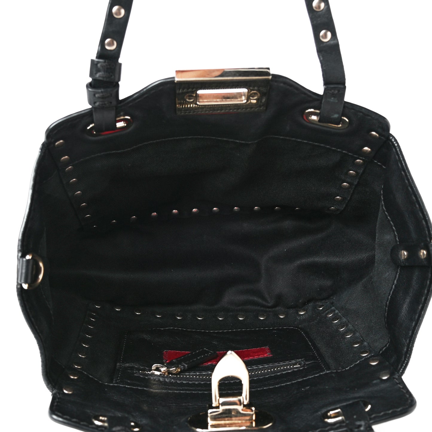 Vitello Mini Rockstud Tote Black