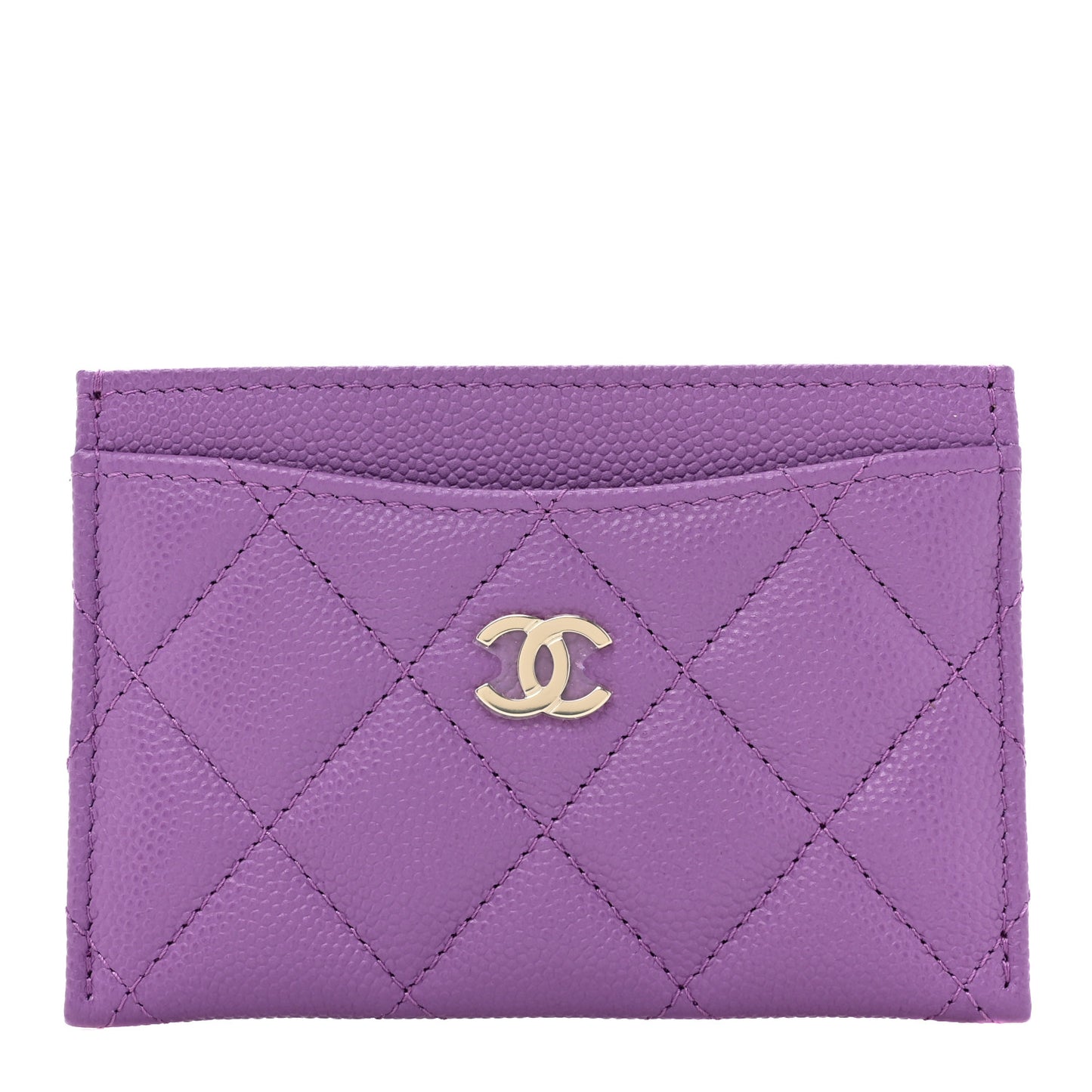Caviar Quilted Card Holder Purple