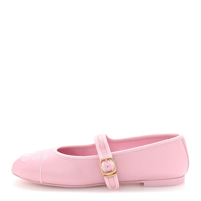 Chanel Lambskin Mary Jane Flats 37.5 Light Pink 1 of 10