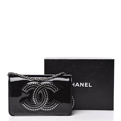 Chanel Patent Strass Wallet On Chain WOC Black 15 of 15