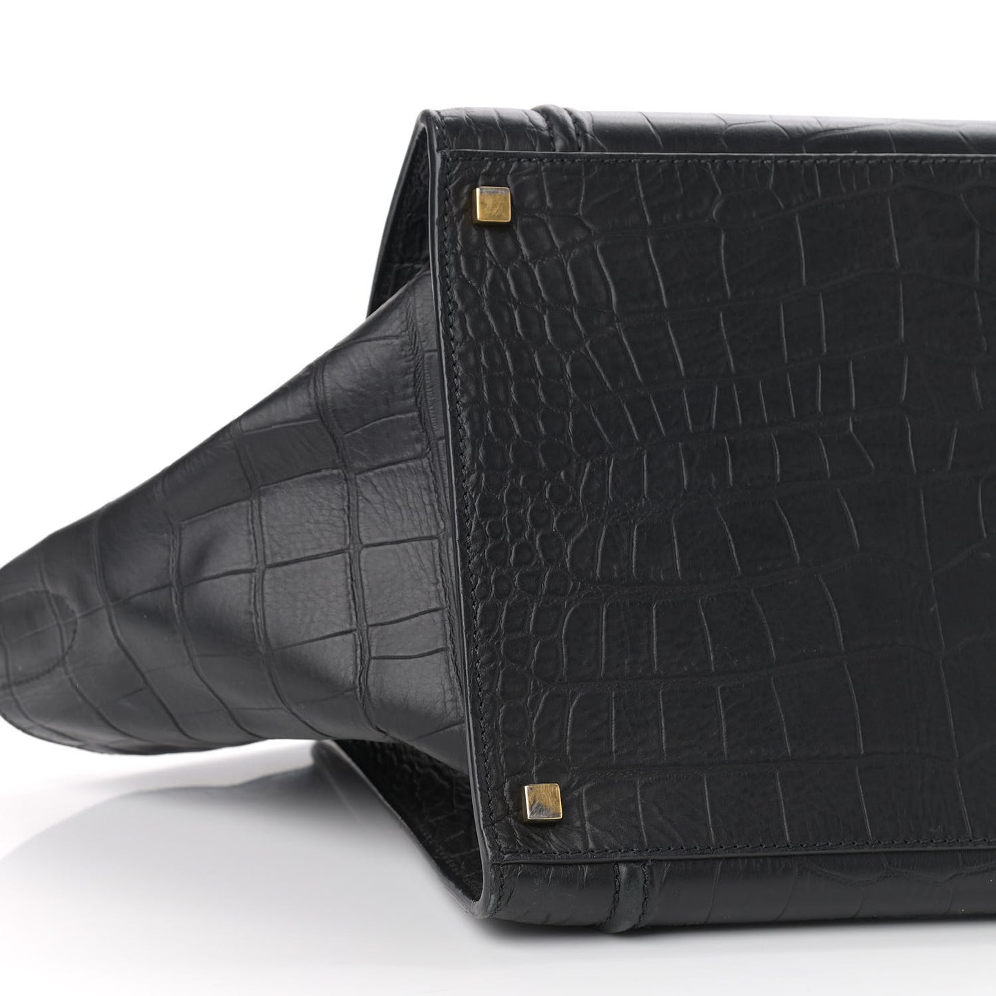 Calfskin Crocodile Embossed Medium Phantom Luggage Black