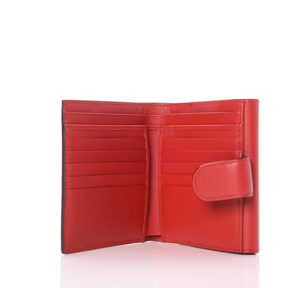 Gucci GG Supreme Monogram Pearl Studded French Wallet Beige Hibiscus Red 4 of 8