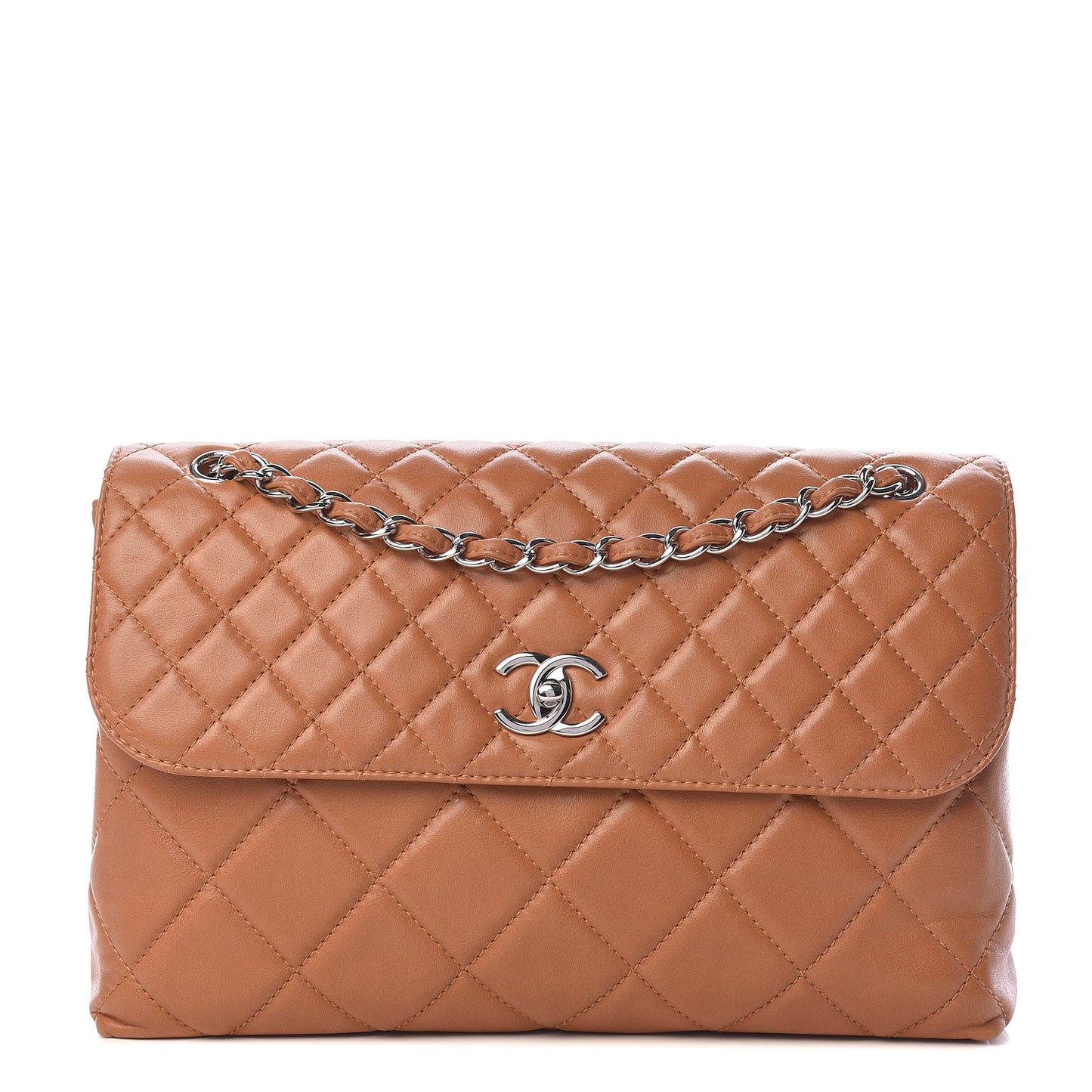 Calfskin Quilted In the Business Flap Bag Dark Beige