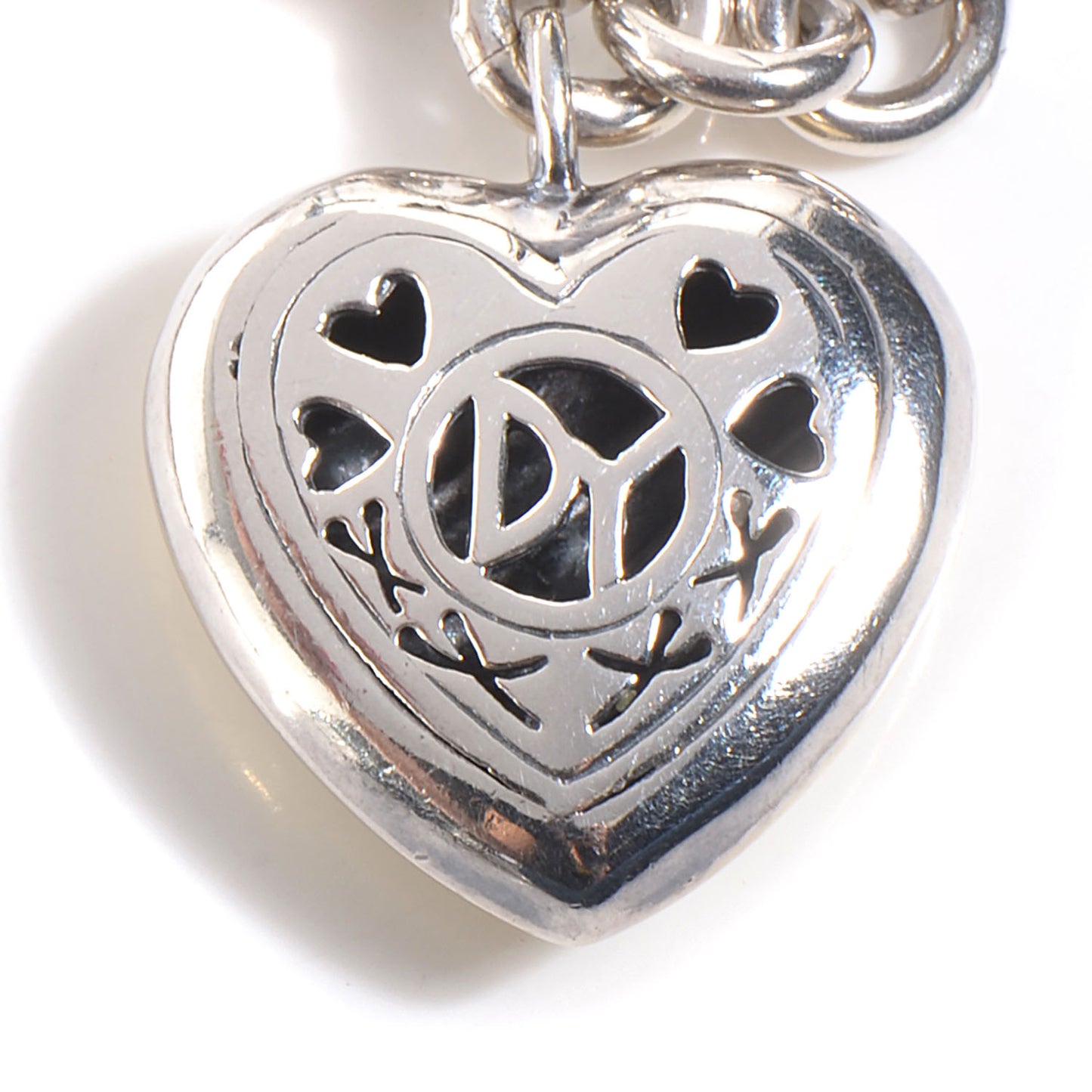 Sterling Silver 18K Yellow Gold Cable Heart Figaro Necklace