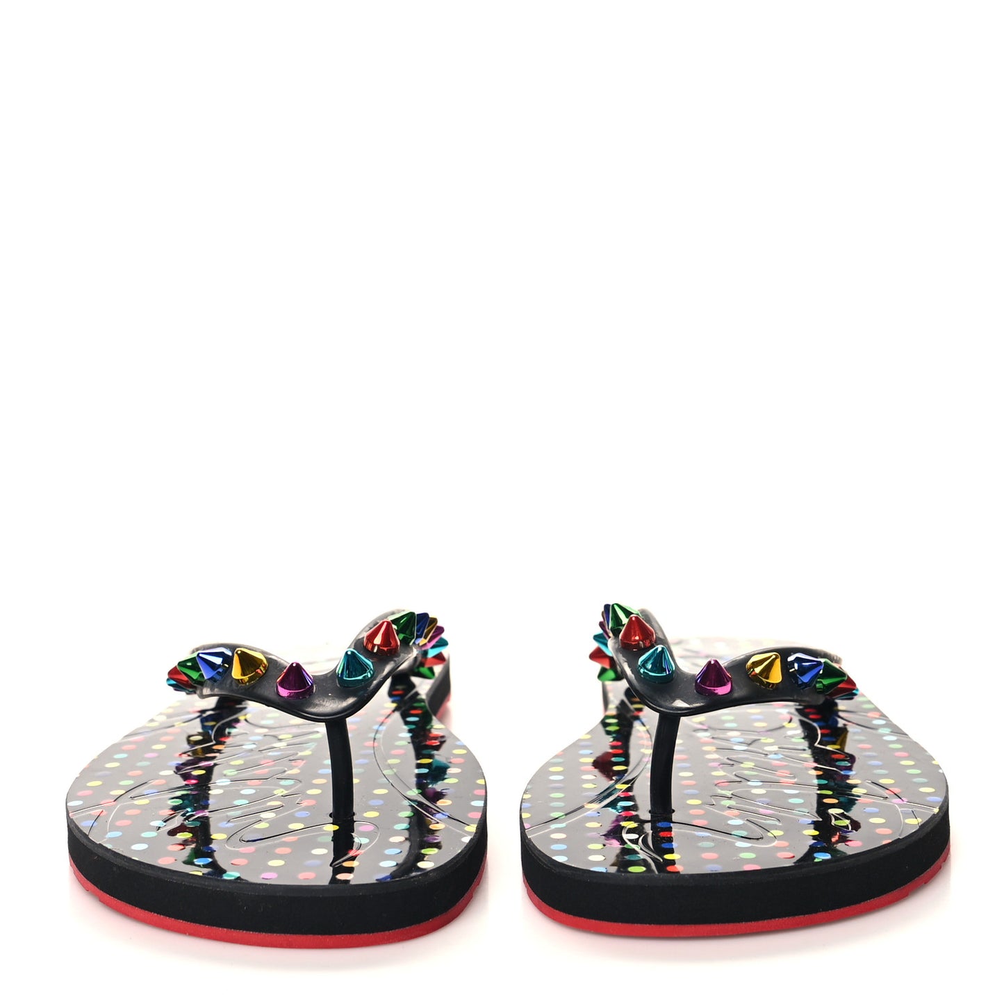 Rubber Spike Loubi Flip Flip Platform Sandals 38 Black
