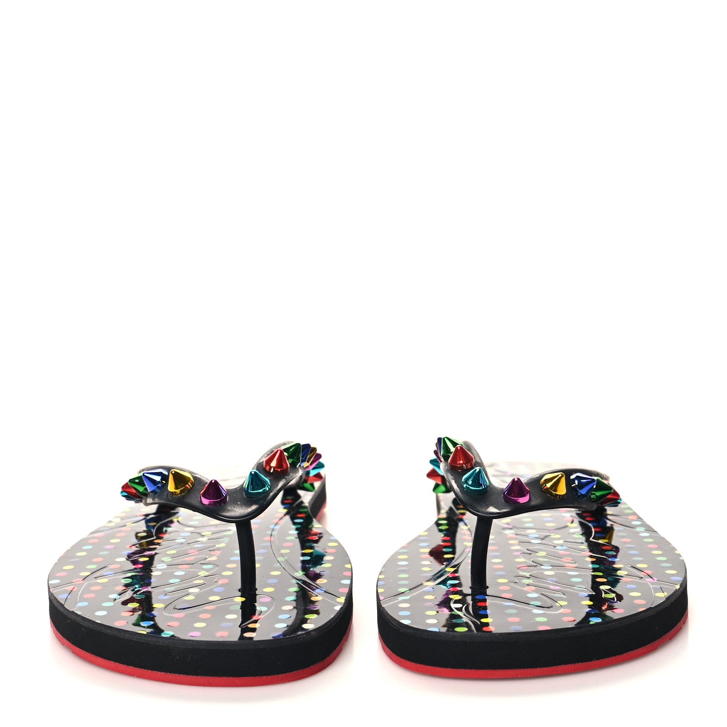 Christian Louboutin Rubber Spike Loubi Flip Flip Platform Sandals 38 Black 3 of 6