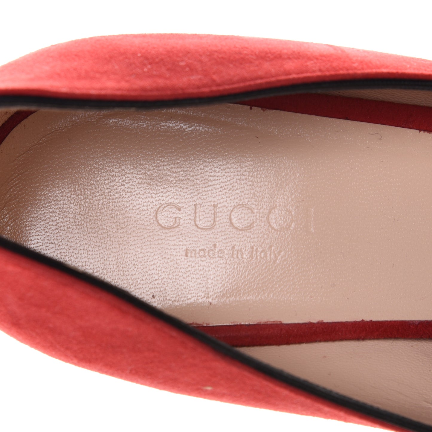 Kid Scamosciato GG Marmont Fringe 50mm Loafer Pumps 37.5 Vulcanic Red