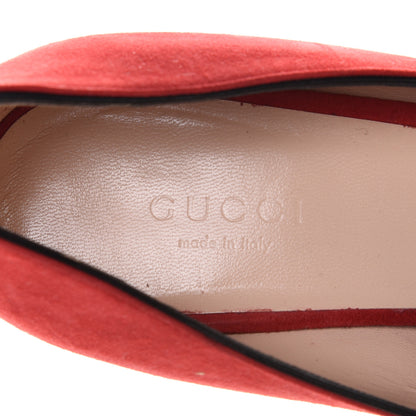 Gucci Kid Scamosciato GG Marmont Fringe 50mm Loafer Pumps 37.5 Vulcanic Red 6 of 9