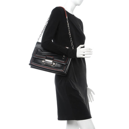Versace Calfskin Palazzo Shoulder Bag Black Red 2 of 15