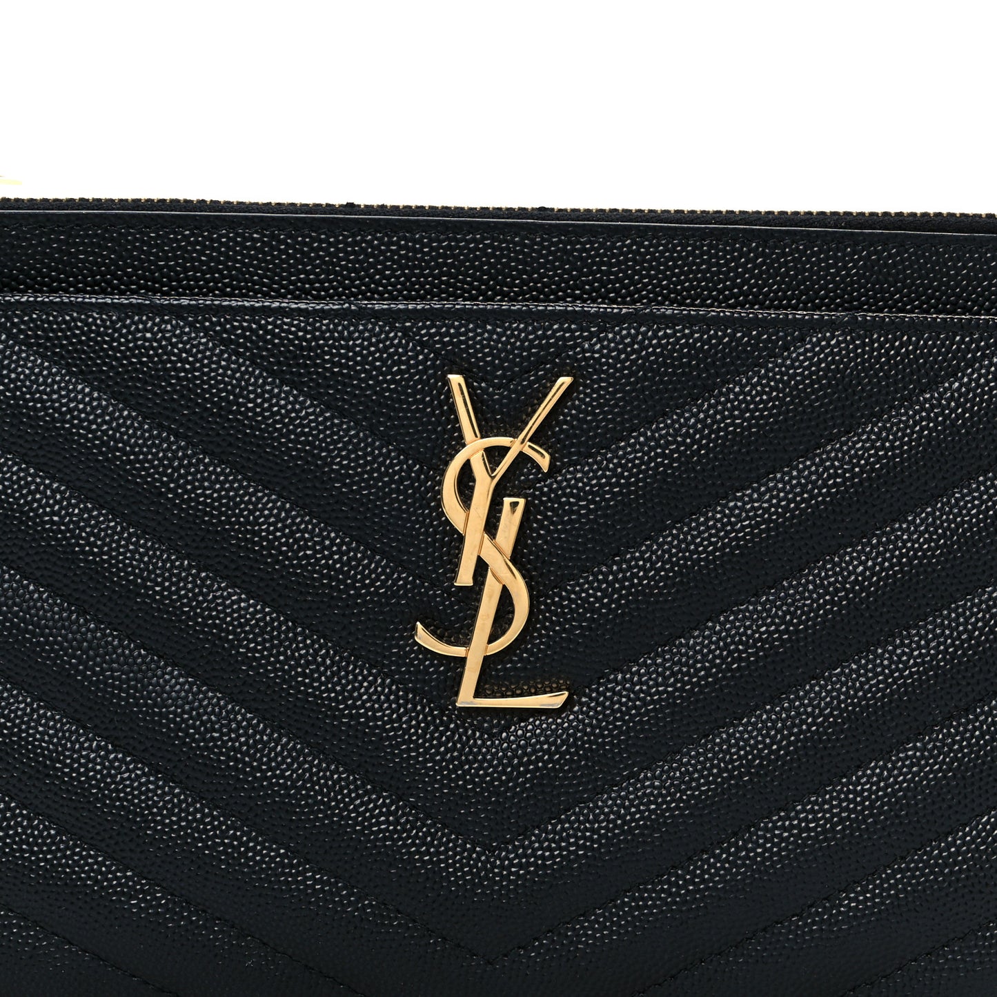 Grain De Poudre Chevron Monogram Large Bill Pouch Black