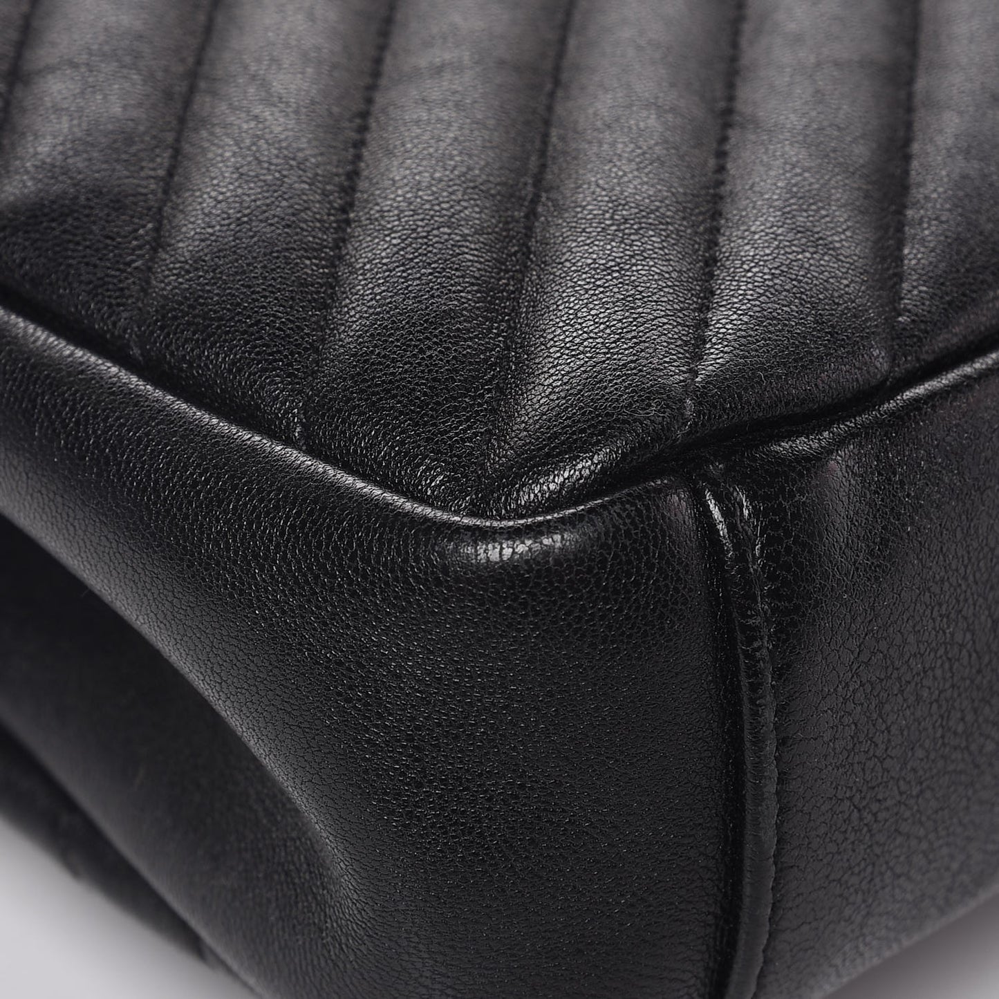 Sheepskin Matelasse Chevron Monogram Medium College Bag Black