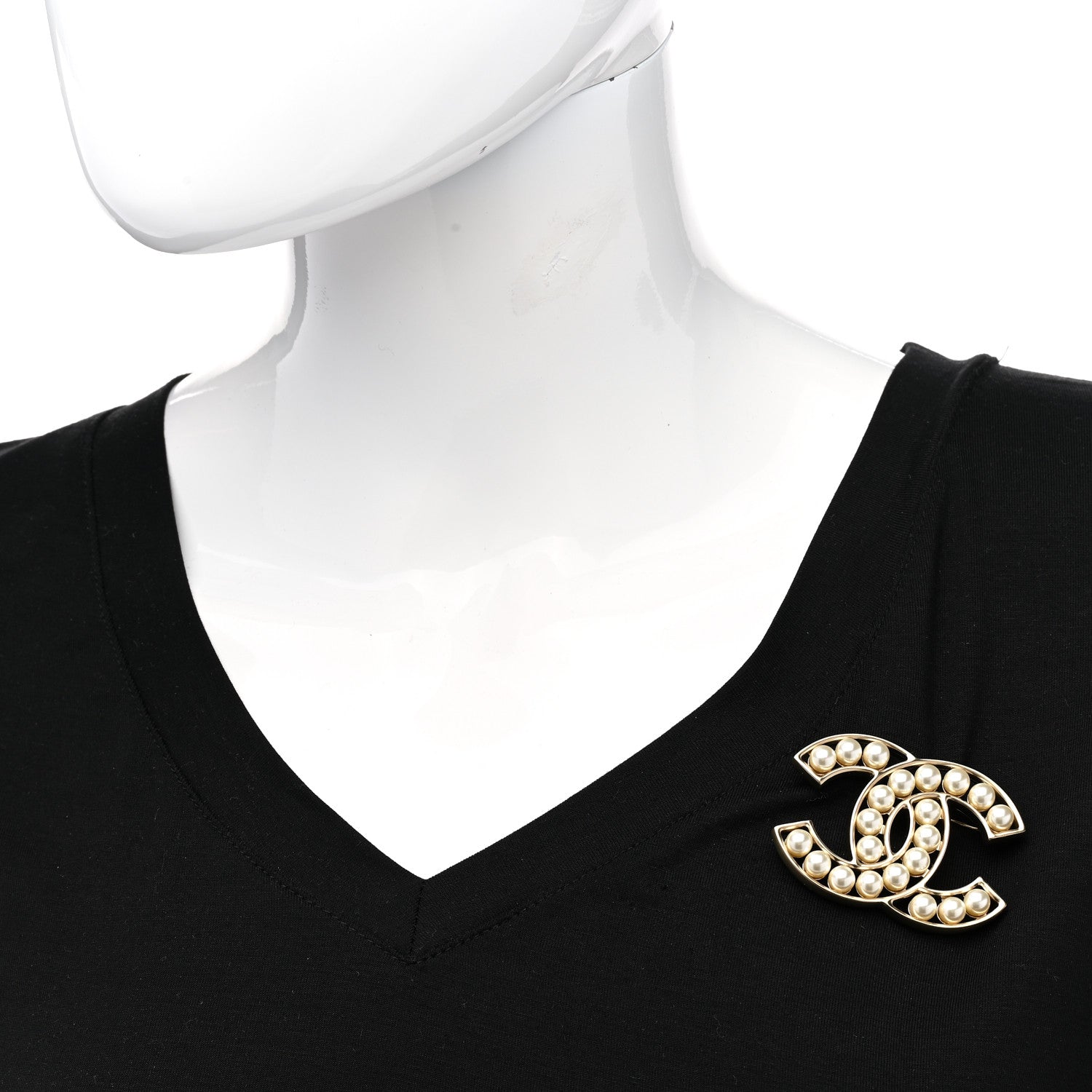 Chanel Pearl CC Brooch Light Gold 2 of 5