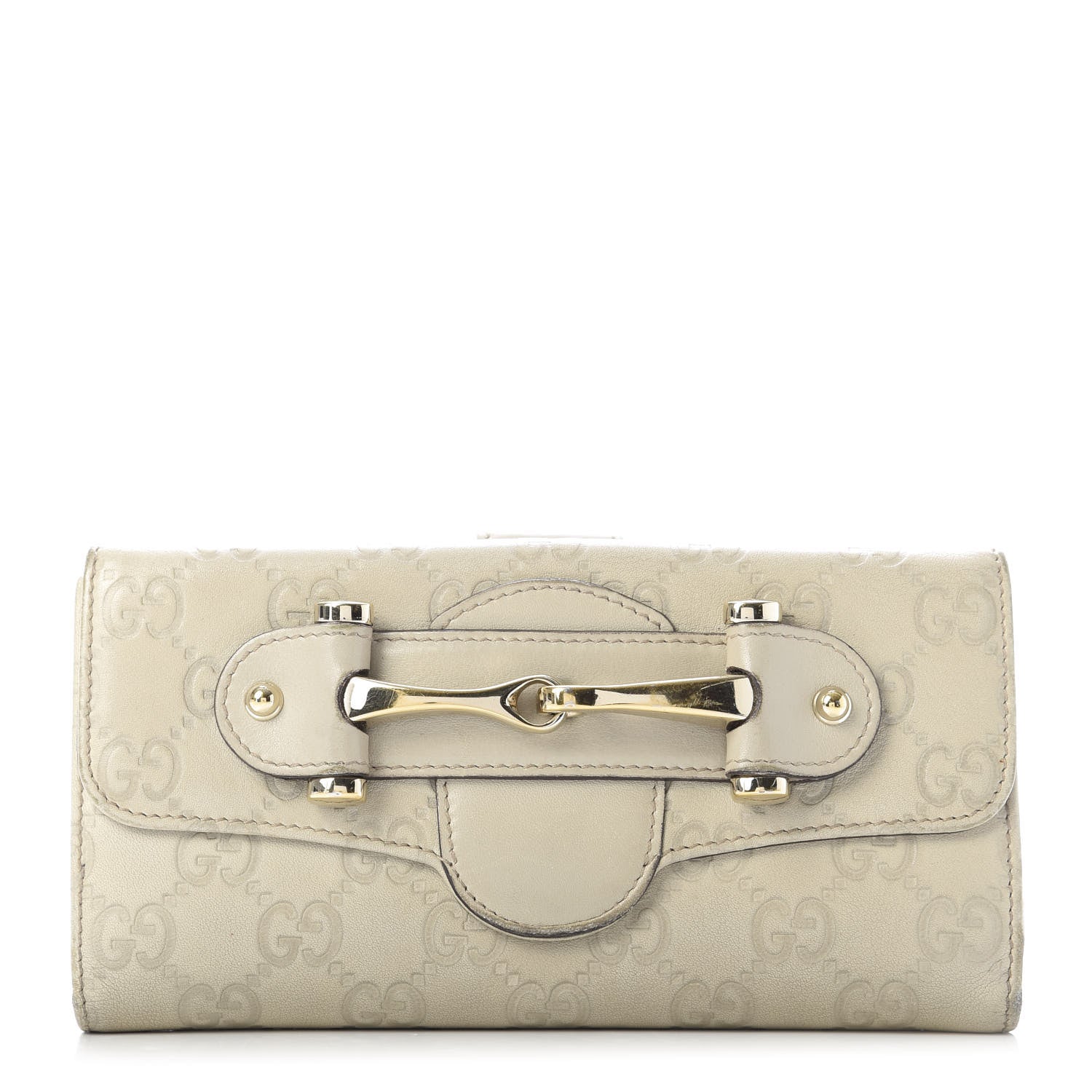 Gucci Guccissima Horsebit Continental Wallet Ivory 1 of 9
