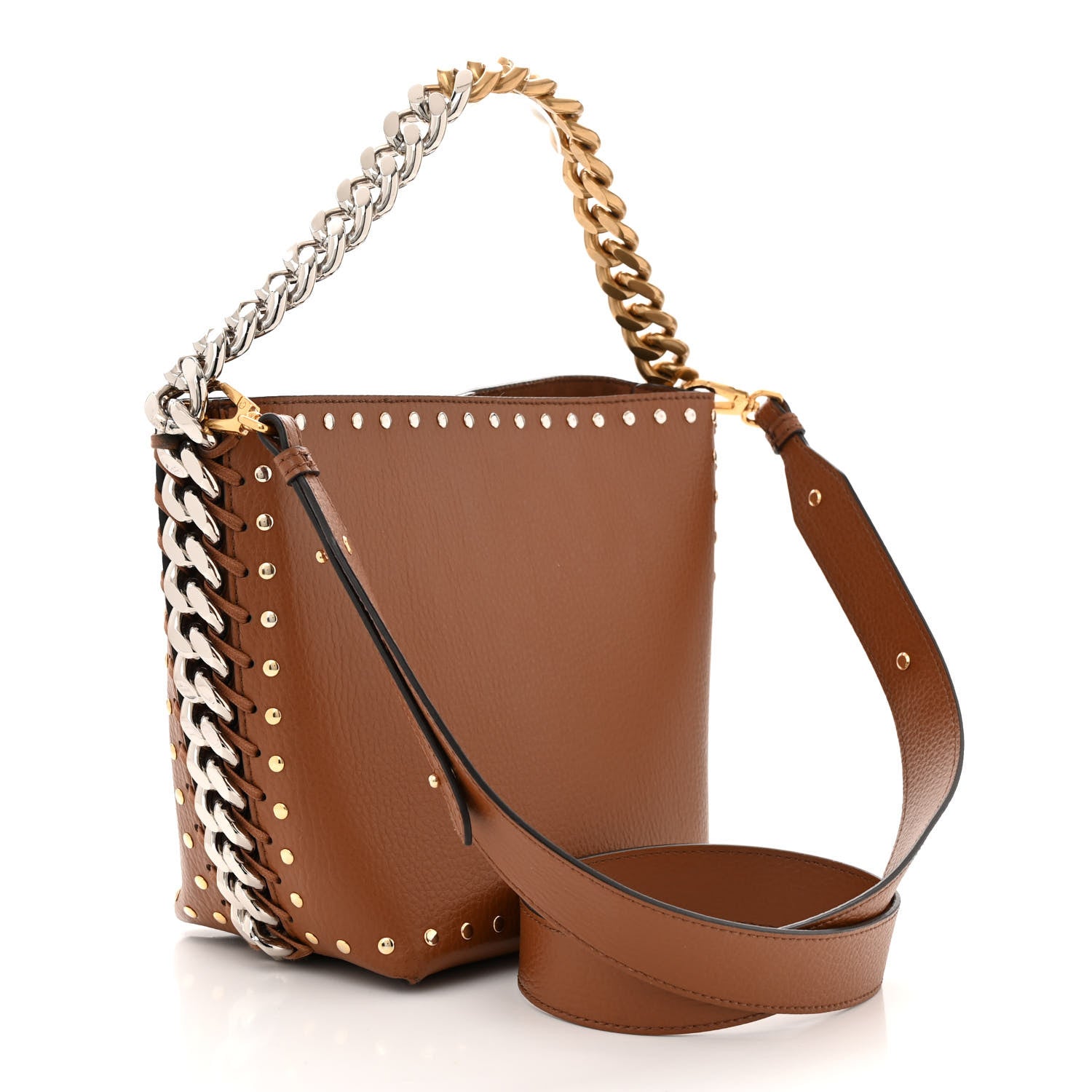Stella McCartney Eco Alter Nappa Studded Frayme Bucket Pecan 3 of 9
