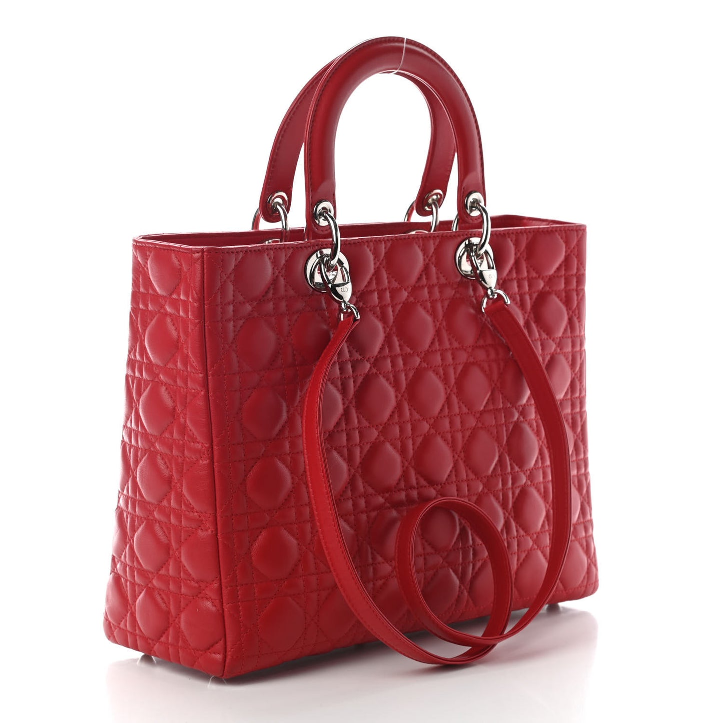 Lambskin Cannage Large Lady Dior Red