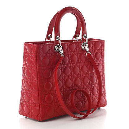 Christian Dior Lambskin Cannage Large Lady Dior Red 3 of 9