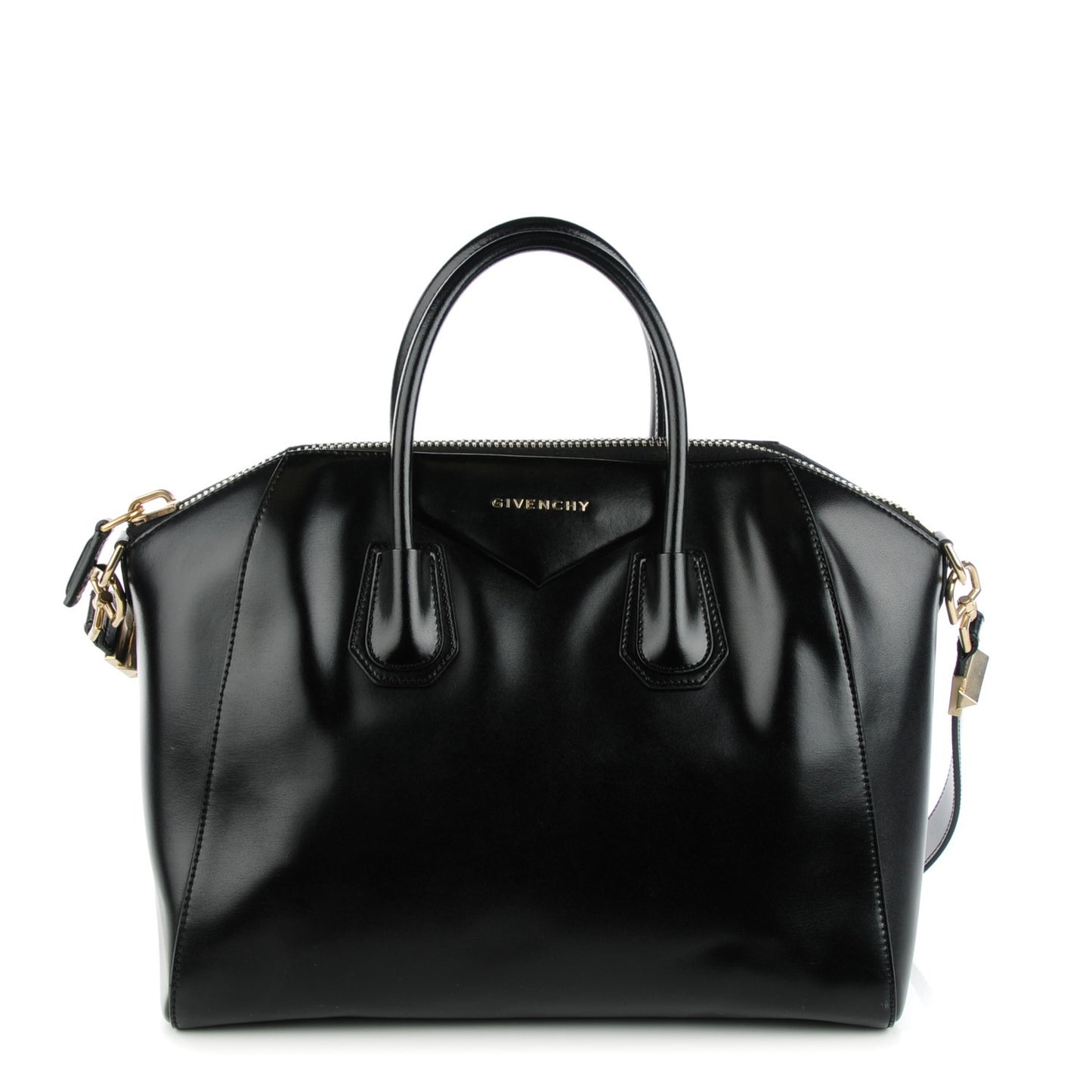 Shiny Lord Calfskin Medium Antigona Black