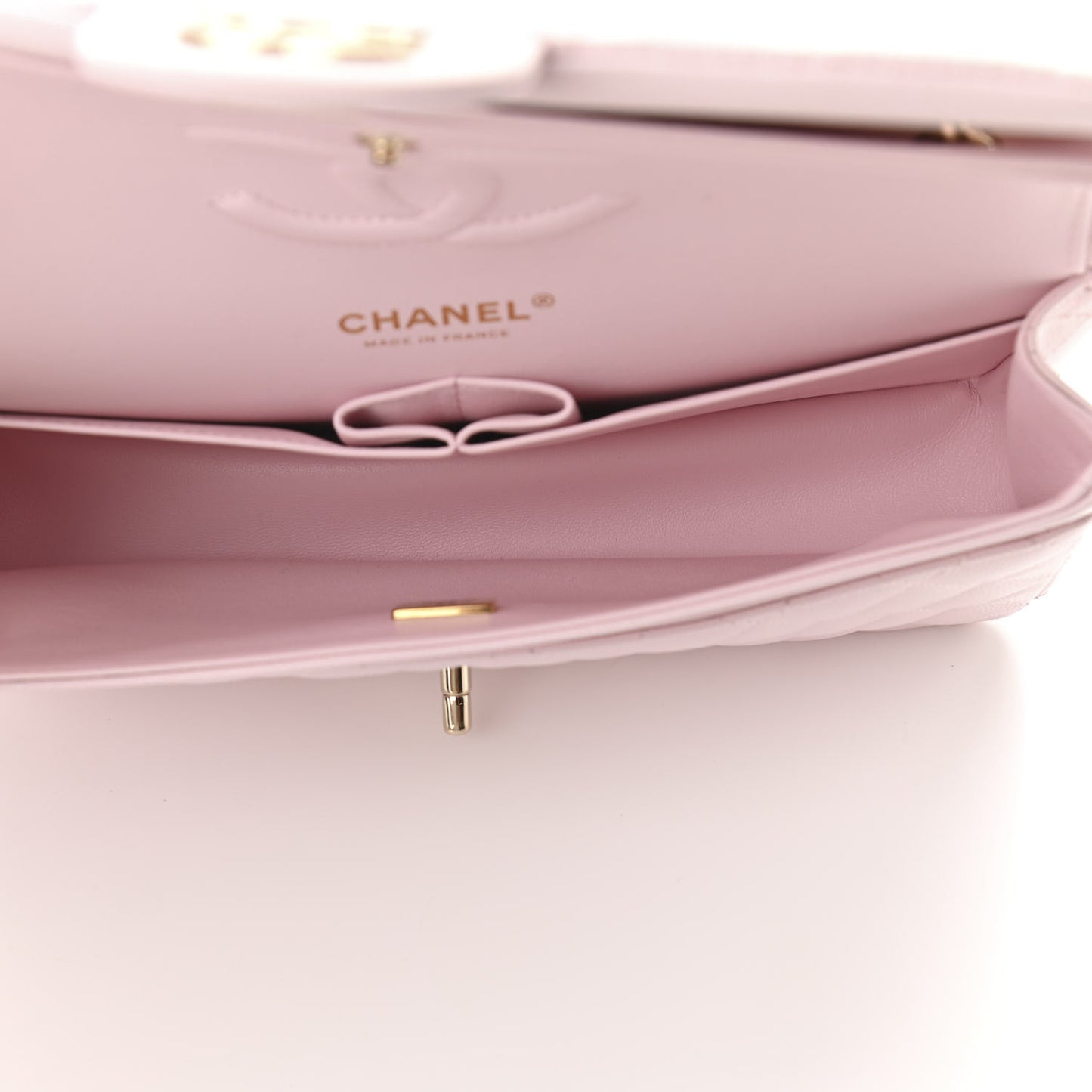 Caviar Quilted Medium Double Flap Light Pink