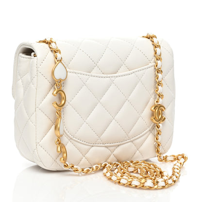Chanel Lambskin Enamel Quilted Mini Coco Hearts Square Flap White 2 of 7