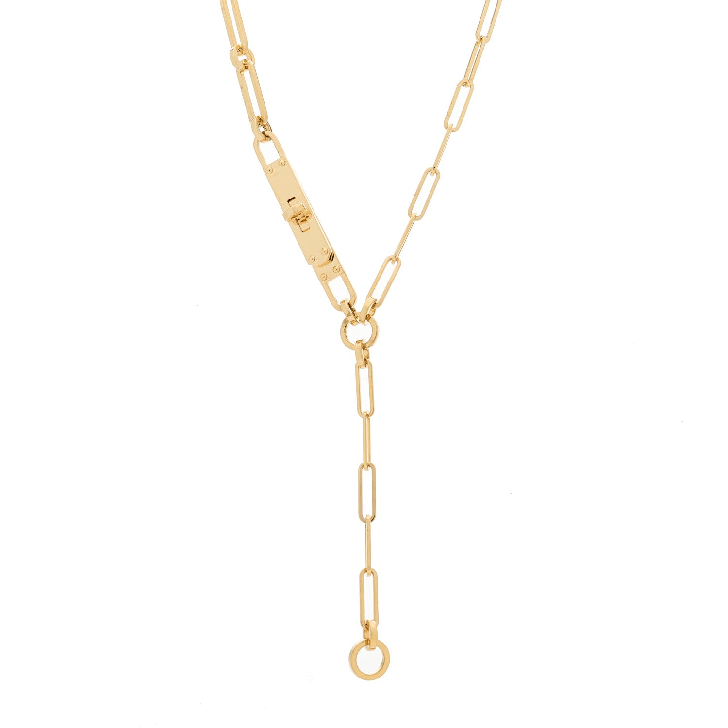 Hermes 18K Yellow Gold PM Kelly Chaine Lariat Necklace ST 1 of 5