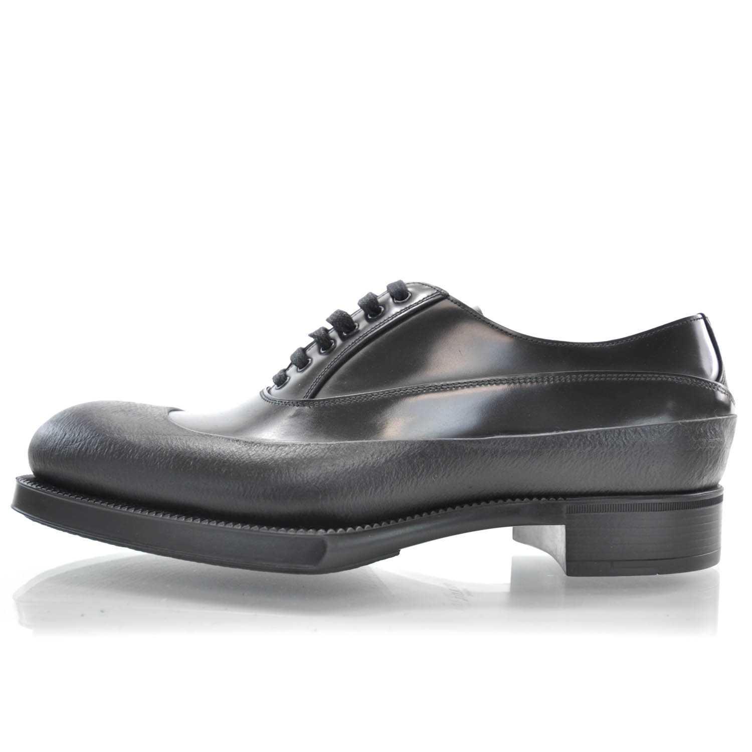Prada Leather Rubber Tipped Oxfords Black 1 of 6