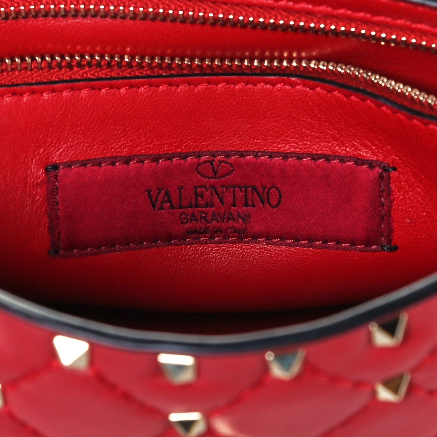 Nappa Medium Rockstud Spike Shoulder Bag Rosso Valentino