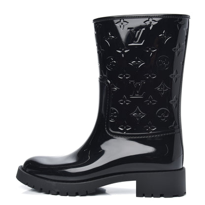 Louis Vuitton Rubber Embossed Monogram Drops Flat Half Boots 41 Black 1 of 8