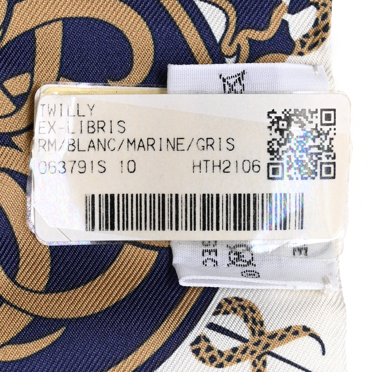 Hermes Silk Ex-Libris Twilly White Marine Gris 3 of 4