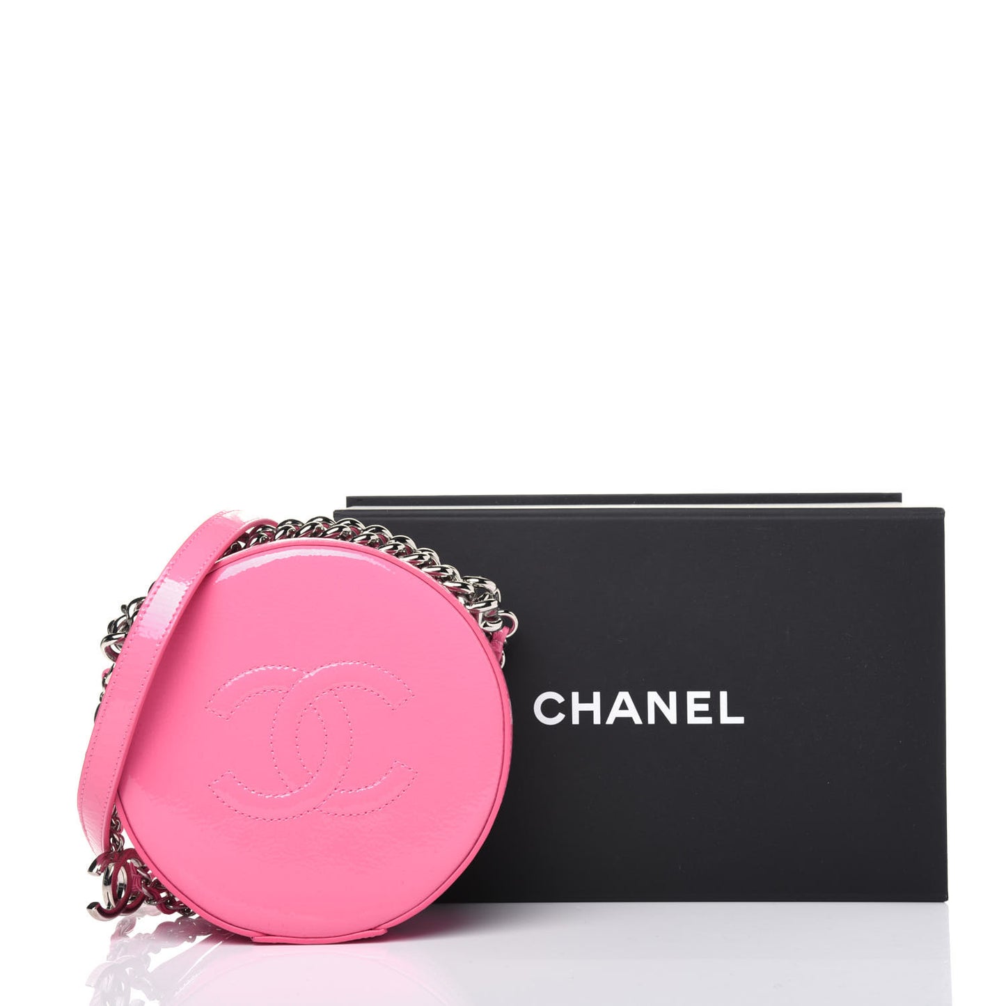 Patent Round As Earth Evening Bag Pink